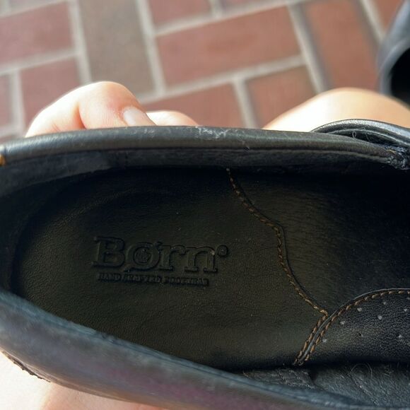 Born Leather Heeled Split Toe Clogs Black Size 7 - Picture 6 of 9